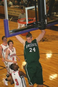 Plumlee slams one of two consecutive dunks down - copyright BDN Premium Photos