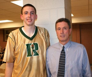 Duke commitment Ryan Kelly and former Duke player Kevin Billerman pose after last nights victory