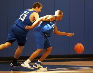 Noaln Smith chases down a loose ball in practice