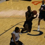 Harrison Barnes goes airborne during his first game at the NBAPA Top 100 Camp, BDN will be throwing out timely updates all weekend long. Photo c/r BDN Photo