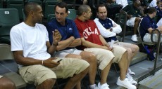 Grant Hill chat with Coach K, Jeff Capel and Mike Brey - copyright BDN Photo