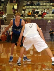 Plumlee defens Singler in an earlier Pro Am game - Rick Crank Photo