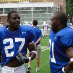 Hollingsworth and Boyette chat before Saturday's scrimmage - BDN Photo