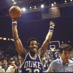 Gene Banks threw roses to the crowd during his last game against Carolina in Cameron