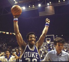 Gene Banks threw roses to the crowd during his last game against Carolina in Cameron