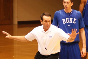 Coach K teaches during a recent practice - BDN Photo