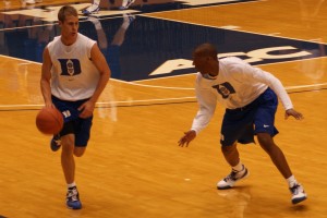 Scheyer and Smith sqaure off in a recent practice - BDN Photo