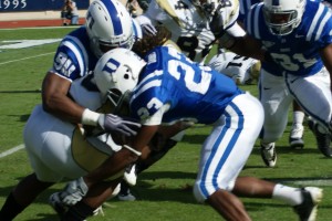 Duke senior Catron Gainey makes the stop - BDN Photo