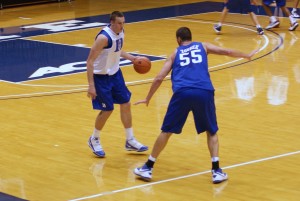 Miles and Zoubs face one another in practice - BDN Photo