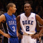 Smith and Curry confer during the Blue-White game, BDN Photo