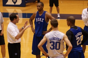 Coach K instructs