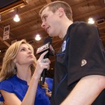 Erin Andrews interviews Jon Scheyer after his final game at Duke - copyright BDN Photo