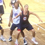 Marshall Plumlee is holding his opponent off the boards at the NBAPA Top 100 Camp in Charlottesville, Va. BDN Photo