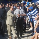 Two hours prior to each home game Coach Cut and his team walk from the Chapel to Wallace Wade Stadium which is called the Blue Devils Walk. It would be great time to get to the game early and support the team as the cheerleaders, band and fans line uo to show their support. BDN Photo