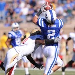 Vernon hauled in 12 passes for 134 yards, but Duke falls short at home against Boston College - Lance Images for BDN