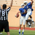 Duke WRs Conner Vernon and Jamison Crowder appeared in mid-season form in Duke's first scrimmage -BDN Photo