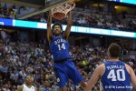 Brandon Ingram (14) of the Duke Blue Devils dunks against the Oregon Ducks during the West Regional Semifinal of the 2016 NCAA Men's Basketball Tournament at Honda Center on March 24, 2016 in Anaheim, CA. (Lance King/WRAL contributor)