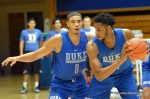 Duke Basketball held it's first open practice on Saturday. Pictured here is Jayson Tatum defensing Marques Bolden.